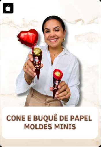 Cone e Buquê de Papel — Moldes Minis — imagem real enviada do acervo Doceflorismo